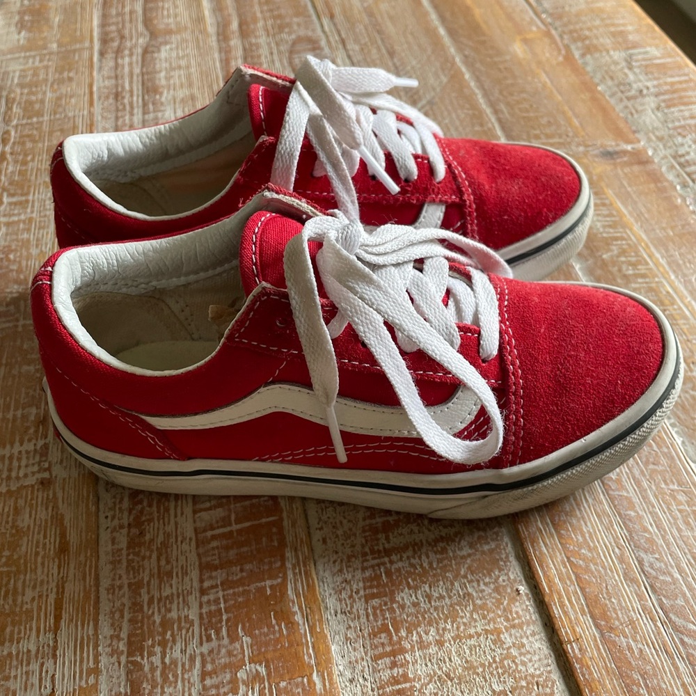 Vans - Red and White Kids Sneakers